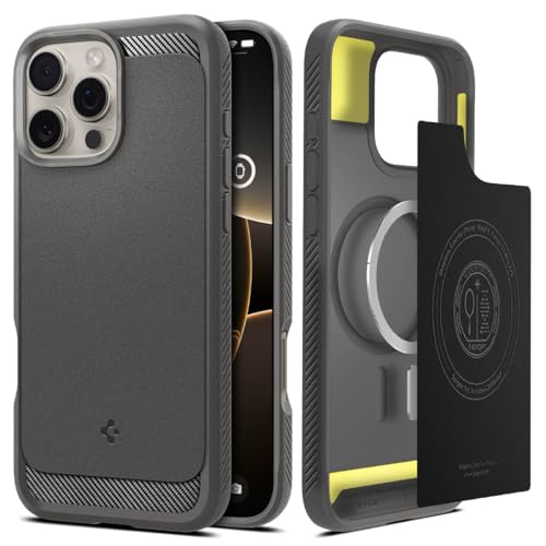 Spigen Rugged Armor MagFit Coque pour iPhone 16 Pro Max - Gris