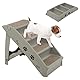 COSTWAY 4-stufige Haustiertreppe mit Teppichboden, Hundetreppe Kunststoff Katzentreppe faltbar, Hunderampe tragbar Tiertreppe für Hunde und Katzen, Tierrampe zum Klettern und Kratzen (Grau)