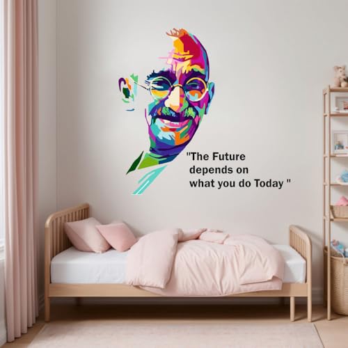Image of Mahatma Gandhi The Future Quotes Office - Inspirational - Motivational - Quotes - Wall Sticker for Kids Room, Living Room (Size - 78CM X 81CM)