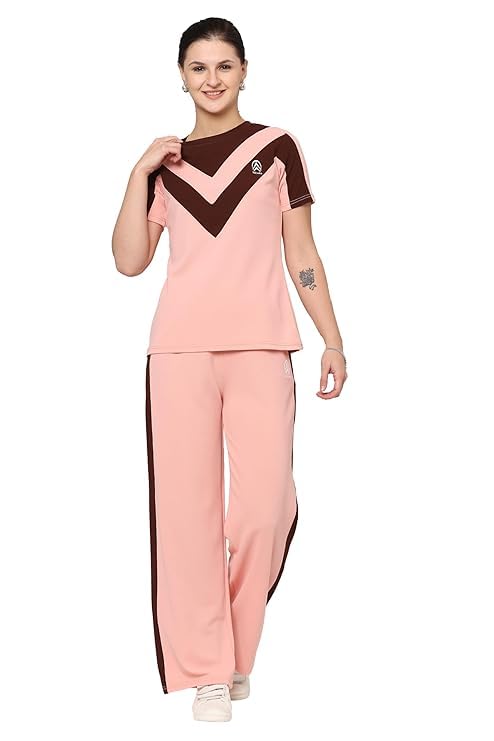 Women's Cotton Round Neck Top & Bottom Athletic Tracksuit | Winter Fleece Tracksuit With Pullover Top for Girls