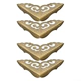 MKTOLHUS 4 protectores de esquina de latón, para joyeros, armarios, cajones y armarios, diseño de flores decorativas, con construcción de latón, para una fácil instalación de uñas (6,6 cm)