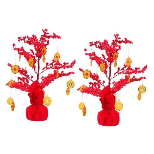 Arbre porte-bonheur chinois HJMMHX lot de 2 décorations de table pour le Nouvel An