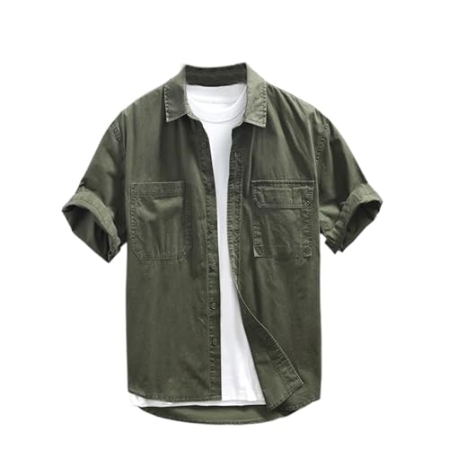 Chemise cargo homme anti-transpiration en coton avec double poches été