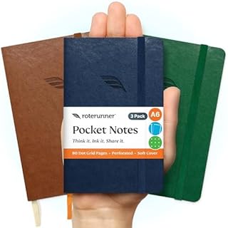 Roterunner A6 Pocket Notebook (Bold Classic) 3 Pack 3.5x5.5 Dotted Mini ...