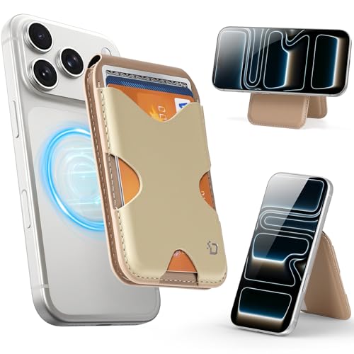 Porte-cartes magnétique MagSafe en cuir PU kaki pour iPhone 17 à 12