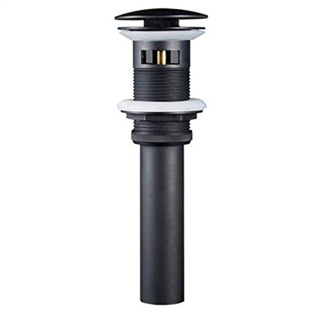 Tapones de Desagüe Lavabo Válvula Pop-up Universal válvula desagüe Lavabo con Rebosadero Tapones De Desagüe Valvula Redonda Válvula para Lavabo（5 Colores） (Color : Negro)