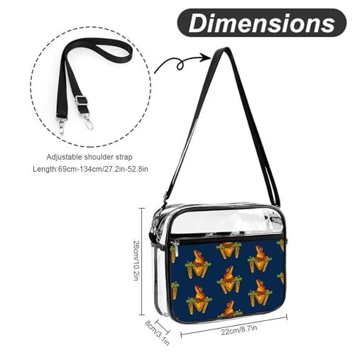 Frogs on Branch Large Clear Stadium Bag Clear Mini Messenger Bags with 2 Compartments Crossbody Bag2