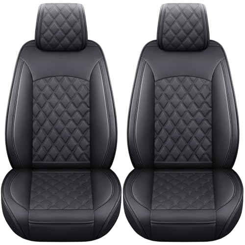 Image of Aierxuan Front Toyota Tacoma Seat Covers Waterproof Leather (Black)
