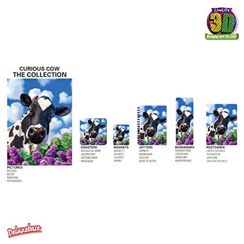 3D Livelife Lenticular Wall Art Prints - Curious Cow From Deluxebase. Unframed 3D Farm Poster. Perfect Wall Decor. Original Artwork Licensed From Renowned Artist, Jerry Lofaro #TOP6