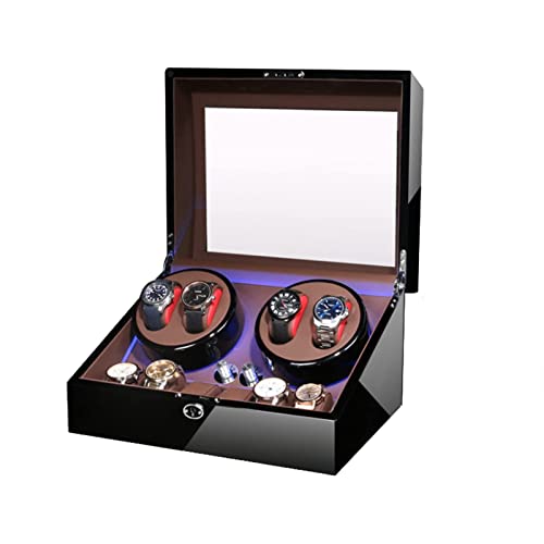 Remonte-montre automatique silencieux pour 4 montres et coffret de rangement en bois laqué