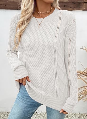 EVALESS Sweaters for Women Cable Knit Crewneck Pullover Sweater Tops Fall Winter Women's Clothing 20254