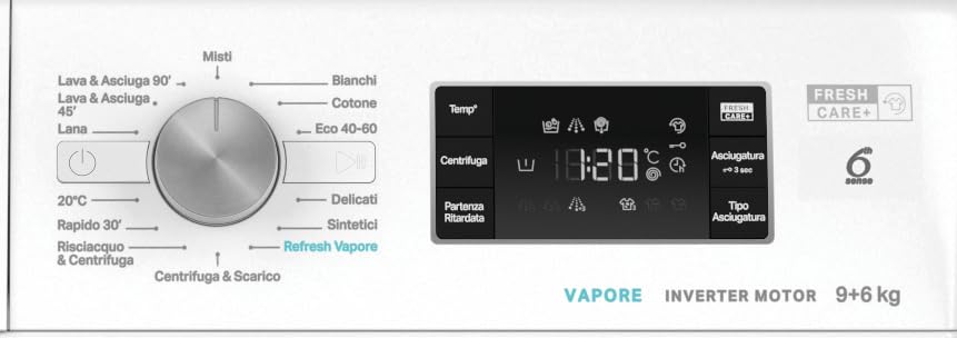 Whirlpool FFWDB 964489 BSV IT - Perilica i sušilica rublja 9 kg, Prednje punjenje, Samostojeća, 1400 o/min, Klasa C, 6. senzor, Osvježavanje parom, FreshCare+, 59,5 x 54 x 85 cm