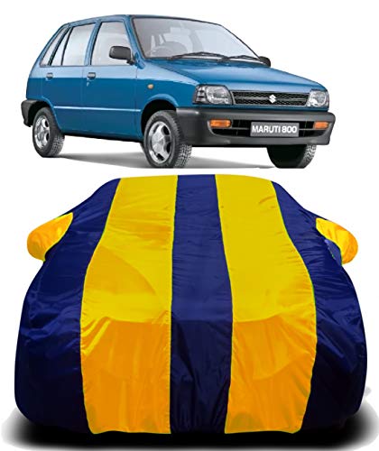 Image of Waterproof Car Cover with Ultra Surface Body Protection (Yellow Stripes) (Maruti Suzuki 800)