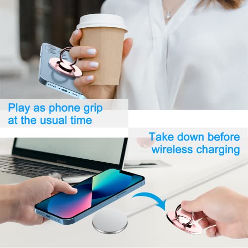 Magnetic Ring Holder Magnet Compatible with Magsafe for iPhone 12 13 14 15 Pro/Max/Mini Accessories, Removable Phone Grip Finger Loop Wireless Charging Compatible (Pink) — view 5