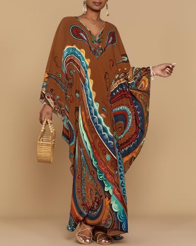 Image of Bsubseach Moo Moos for Women Batwing Sleeve Kaftan Dresses with Pockets