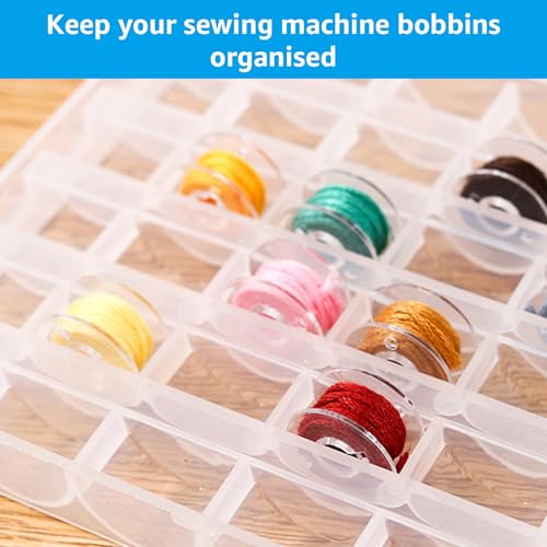 Image of LOYORTY 12PCS Plastic Empty Bobbin Storage Case, 25 Slots Bobbin Case Holder, Transparent Bobbin Organizer Storage Box, Bobbins Spools Case for Sewing Machine