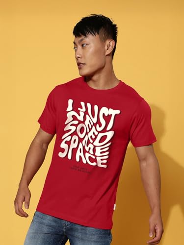 Image of Veirdo Regular Fit Half Sleeves Round Neck Arizona Typographic Printed Pure Cotton T-Shirt for Men (Colors: Green & Navy)