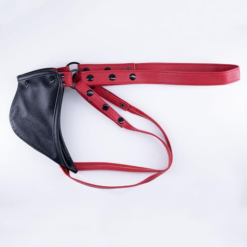 PU Leather Men's Jockstrap Body Harness – Adjustable Fit, 4 Colors (Black/Red/Blue/Green4