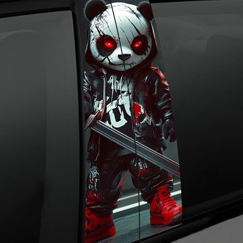 Image of Halloween Cars Body Horror Sticker, Classic Horror Movie Characters Peeking Decal Michae Waterproof Scary Vinyl Stickers for Bumper Car Decals 11in*18.89in (Fierce Panda Killer)