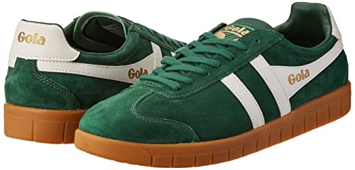 Image of Gola Hurricane Suede, Men's Sneaker, Evergreen Off White Gum Green, 8 US