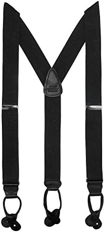 CTM Men's Elastic Button End Dress Suspenders with Silver Hardware