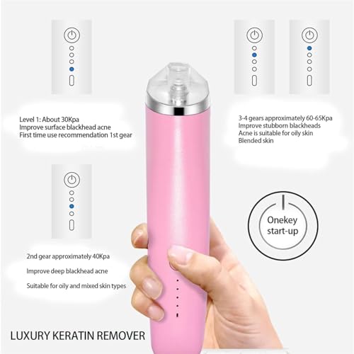 Luxury Confidence Keratin Remover Blackhead Remover Pore Vacuum Electric Face Vacuum Pore Cleaner White Heads Removal with 3 Modes and 4 Suction Heads Nose Hair Removal (Pink+White, One Size) - Image 8