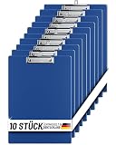 OFFICE POINT Klemmbrettmappe A4 10 Stück blau – aufklappbares Klemmbrett...