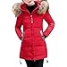 Produktbild Elecenty Damen Winterjacke,Wintermantel Lange Daunenjacke Parka Jacke Outwear Frauen Winter Warm Daunenmantel Steppjacke Mantel Oberbekleidung Trenchcoat mit Abnehmbarer Pelzkragen (Rot, XL)