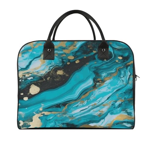 Maletín elegante azul turquesa y dorado para laptop miniatura 1