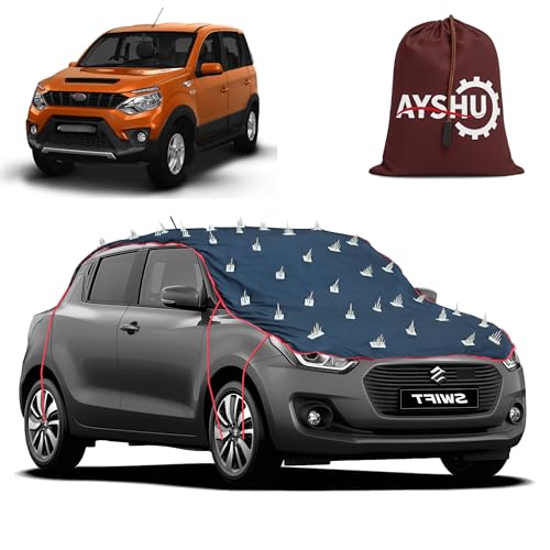 Image of AYSHU Water-Resistant Spike Car Cover for Mahindra NuvoSport - Protects from Dogs, Monkeys, Dust, Sunlight & UV - Full Roof Universal Fit