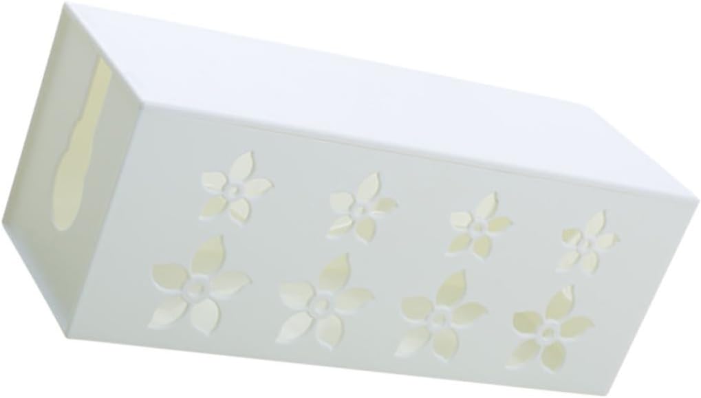 PP Plastic Wire Storage Box Hollow Flower Design White