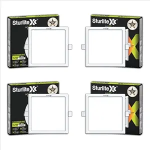 Sturlite Dex 12W Square LED Downlight| Cool White Color Temperature| 1200 Lumens with CRI Tech for Various Ceiling Types and Rooms - (Pack of 4)