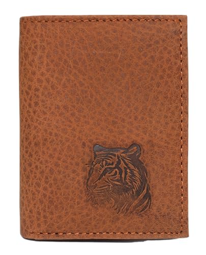 MARSHAL Men's RFID Blocking Tiger Genuine Leather Bifold Trifold Wallet Gift for Men (Trifold)4