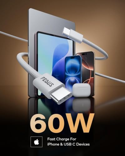 Image of FEDUS ZETTA-X3I 60W USB C to Type C Cable 1M Original,3A PD Fast Charging USB C Cord, 480Mbps Data Sync,Compatible For lPhone 17 /16 /15 Pro Max,Samsung Galaxy S26 /S25 Ultra,Mac-Bookl M4 /M3M2