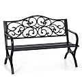 Sophia & William 50" Outdoor Garden Bench Patio Park Bench, Floral Black