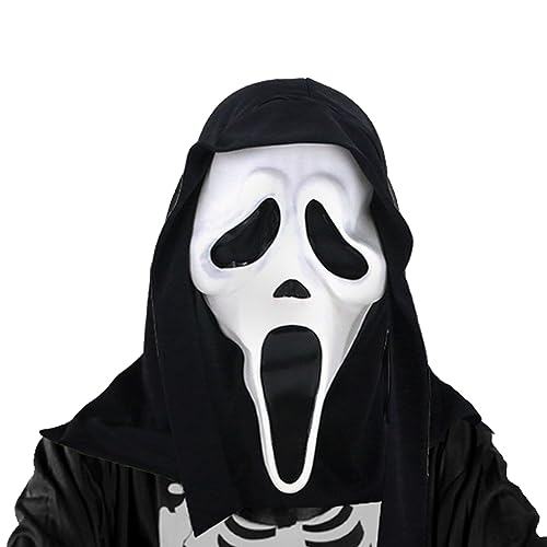 Amebleak Máscara de grito de Halloween, máscara fantasma assustadores, máscara Ghostface, máscara de látex de filme de terror, máscara de festa para acessórios de cosplay, carnaval, Halloween (A)