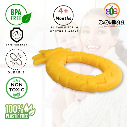 Image of Pineapple Shape Soft Silicone Teether for Baby Gums, Teething Toys for Babies, BPA Free, Pain-Relief, Non-Toxic, 100% Food Grade, Soothing & Smooth Edges Easy to Grasp Chewable- (Pack of 1)