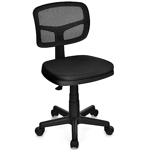TOMANOR Kids Desk Chair - Armless Teens Girls Study Chair Small Kids Computer Chair Adjustable Swivel Mesh Task Chair for Home School Office Black