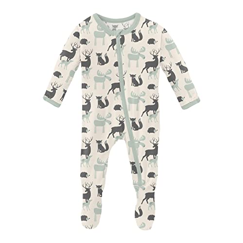 Image of KicKee Pants Print Footies with Zipper, Super Soft One-Piece Jammies, Viscose from Bamboo Sleepwear for Babies and Kids