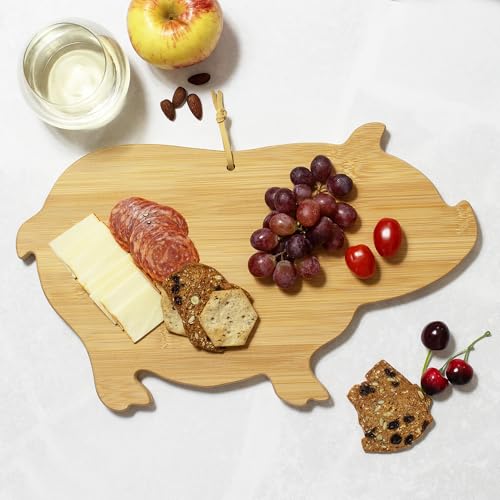 Tabla de cortar y bandeja charcutería de bambú pig shaped miniatura 2