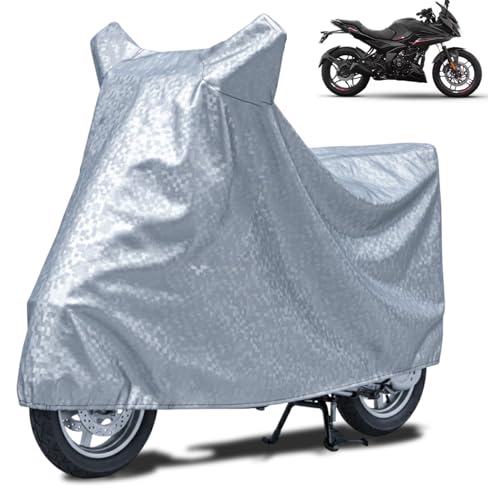 Image of FABTEC Waterproof Bike Body Cover Compatible with Bajaj Pulsar F250, A3 (Silver)