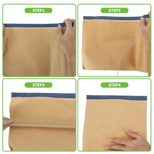 Image of Pre-Taped Masking Paper Automotive Paint Masking Paper Kraft Paper Natural Fiber Material 1 Pc 1500x60cm / 49.21ftx23.62 inch Brown Blue