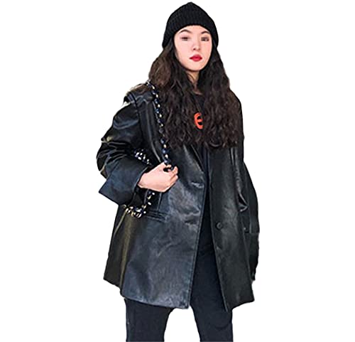 Blazer oversize cuir synthétique pour silhouettes XXL amples
