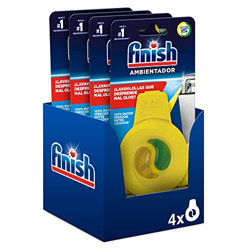Finish Ambientador para el lavavajillas, aroma Limón, pack de 4 unidades 240 lavados (4x 60 lavados)