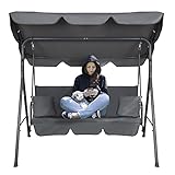 Hollywoodschaukel Gartenschaukel 3-Sitzer Dach Gartenbank - 3