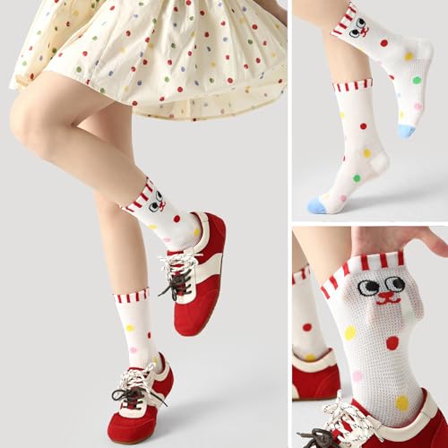Girls' Lightweight Thin Mesh Cartoon Ankle Socks - Fun Prints, Colorful Breathable Design with Snug Comfort Fit4
