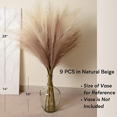 image for Qubitful Faux Pampas Grass, 9 PCS 37''/3.1FT Tall Fluffy Fake Pompas F