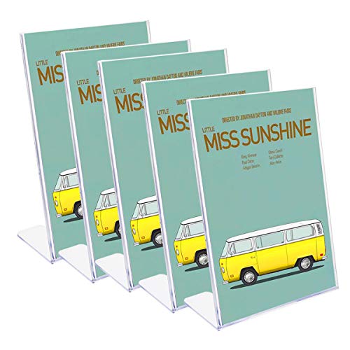 Hotyin - Soporte para cartel de acrílico para menús, inclinado, de metacrilato, expositor para mostrador, sala de conferencias y recepción de hotel, acrílico, A4*5pack-transparente