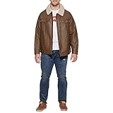 Levi's Men's Big & Tall Faux Leather Trucker Jacket with Detachable Collar, Earth/Quilted Lining, 3X...