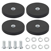 UTEBIT 4 Stück Gummierte Magnete, 43mm Anti-Rutsch Magnete Extra Stark 8.5kg Haftkraft Magnetischer Montagesockel mit M6 Innengewinde für Lichtleisten, Fahrzeuge und Außenbereiche